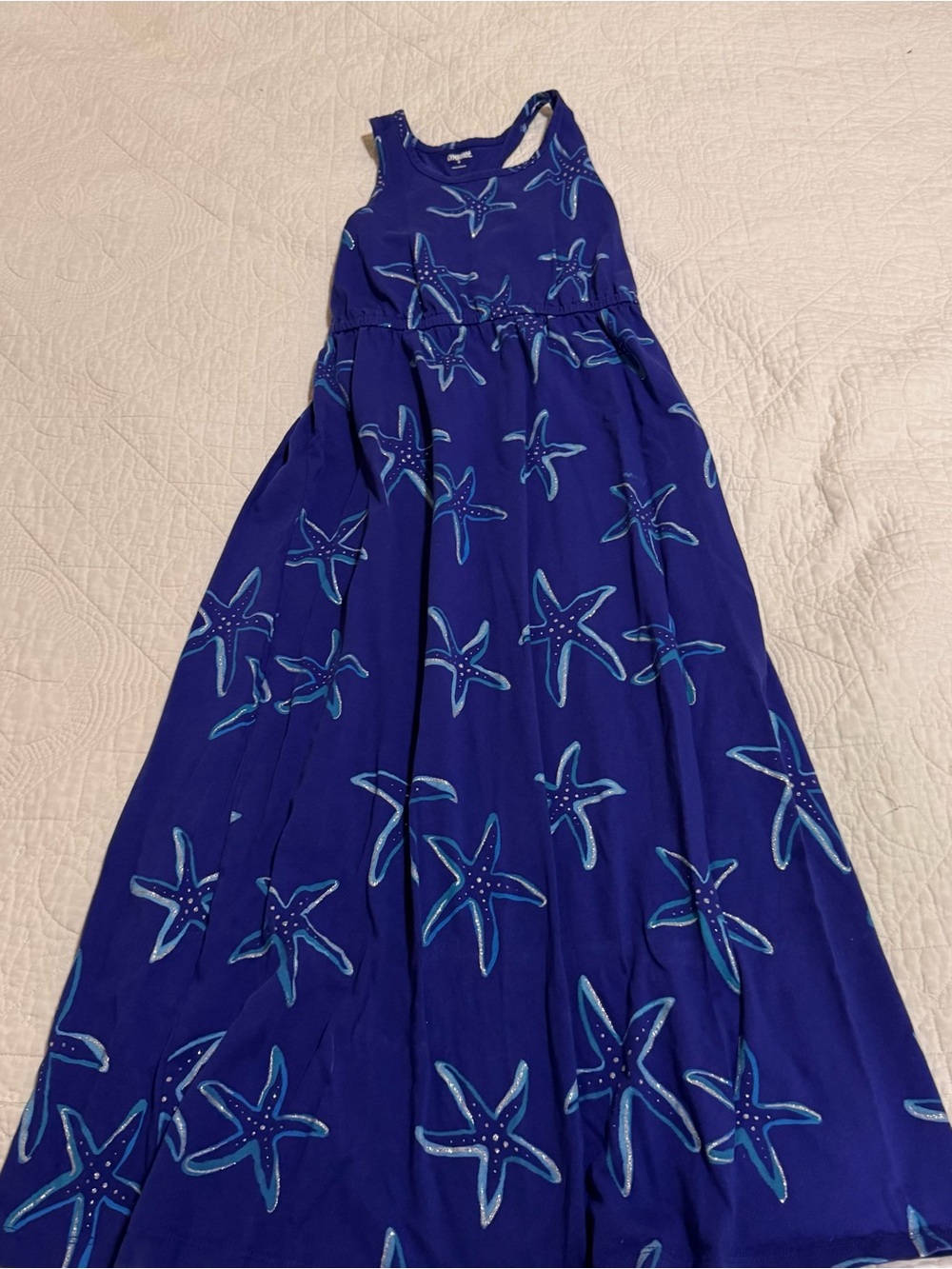 Gymboree Royal Blue Tee with Light Blue & Silver Stripes starfish size 8